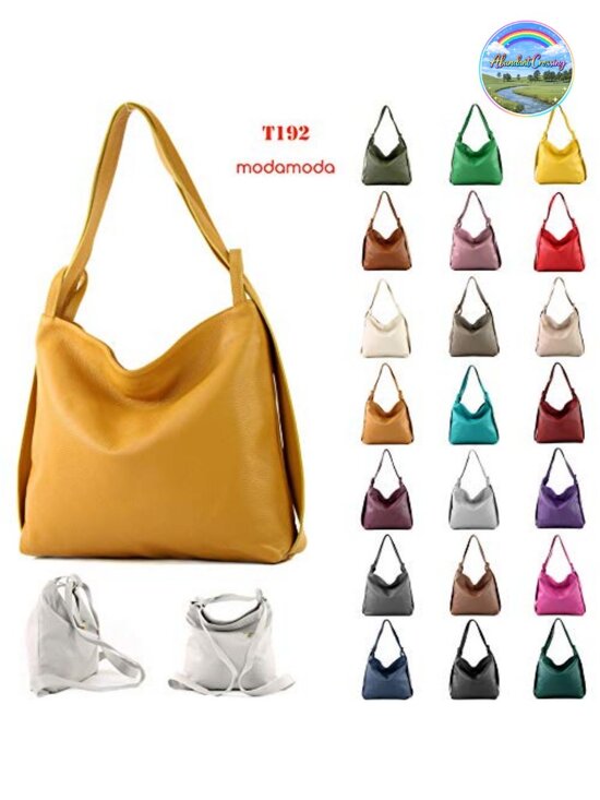 Genuine Leather Backpack Shoulder Bag 2in1 Handmade in Italy